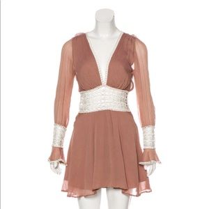 For love and lemons tan dress with white crochet size XS